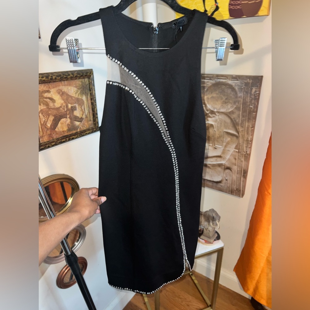 NBD Black Mini Dress with Silver Accents